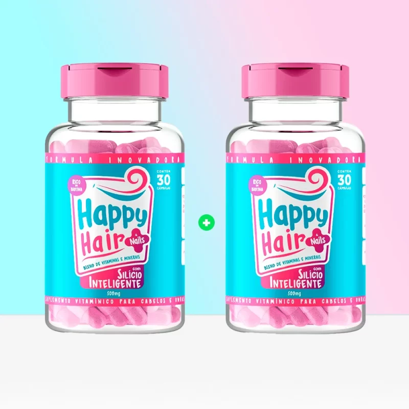 1 Pote Happy Hair + 1 Pote Happy Hair Grátis (Total: 2 Potes)